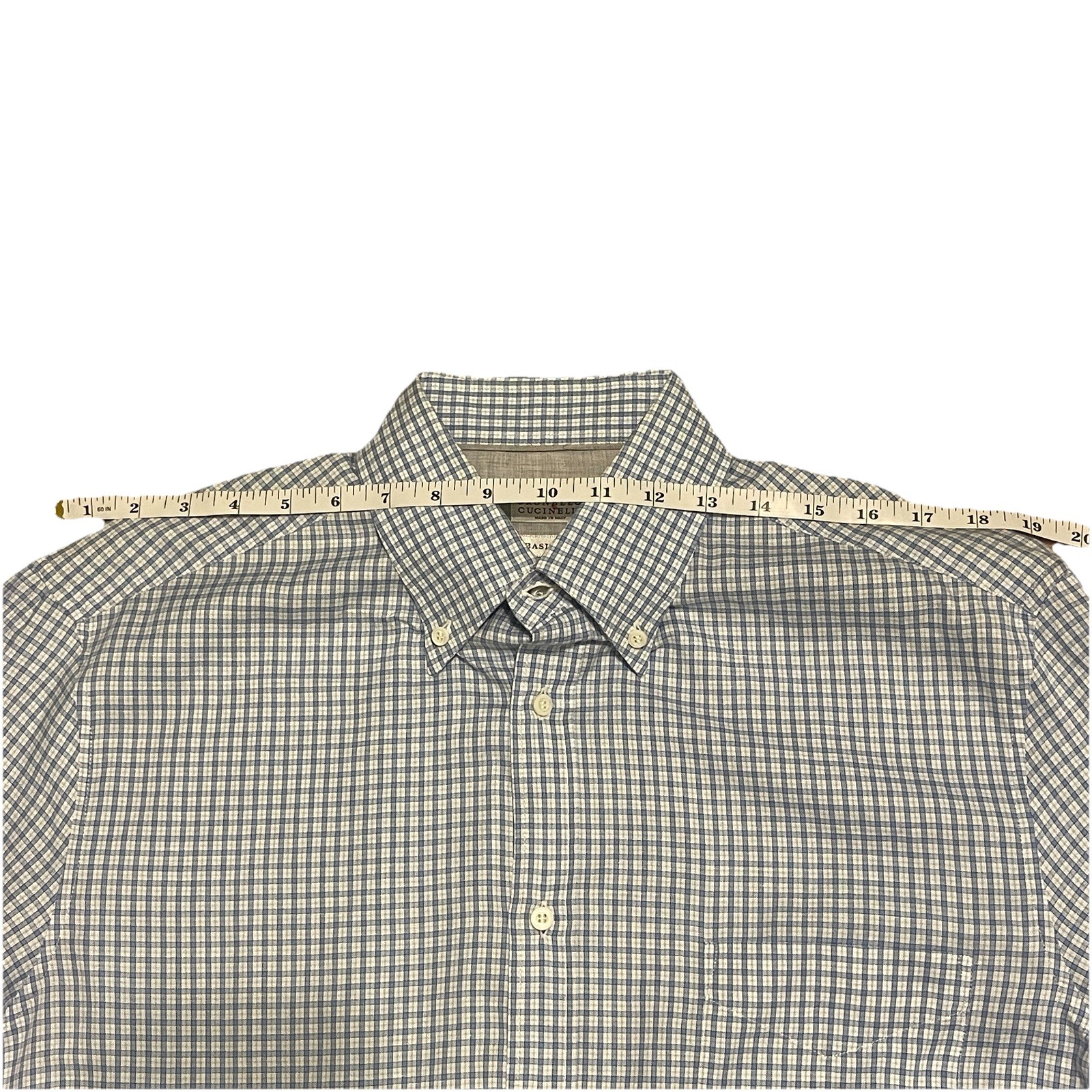 Brunello Cucinelli Basic Fit Blue Check Button-do… - image 7