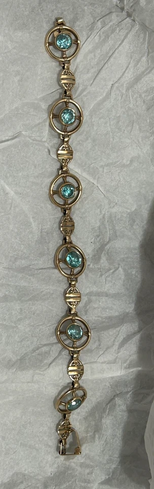 Brazalete Tenis De Colección Circón Azul en Oro Rosa 10k Foto 2 de 4