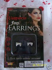 Vampire Fangs Earrings Halloween Costume Accessories Clip Like NIP