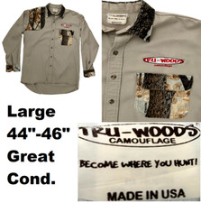 Tru-Woods Camouflage Shooting Hunting Shirt, Right Handed Men's Large, USA Made