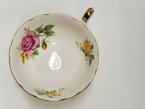 Vintage Shelley Bone China Tea Cup Yellow W. Roses Pink Floral England No saucer - Picture 2 of 15