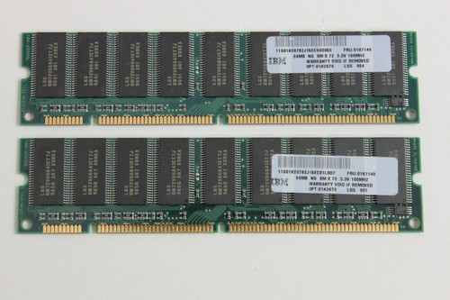 IBM 01K1140 01K2670 64MB 3.3V 100MHZ ECC DIMM MEMORY MODULE  QTY 2 - Picture 1 of 4