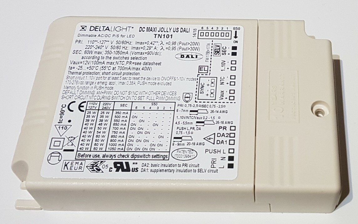 FUENTE DE ALIMENTACIÓN LED DELTALIGHT MULTIPOTENCIA DIM9 DALI CORRIENTE CONSTANTE REGULABLE