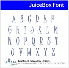 Threadart Machine Embroidery Design JuiceBox BX Font Alphabet Loaded on USB