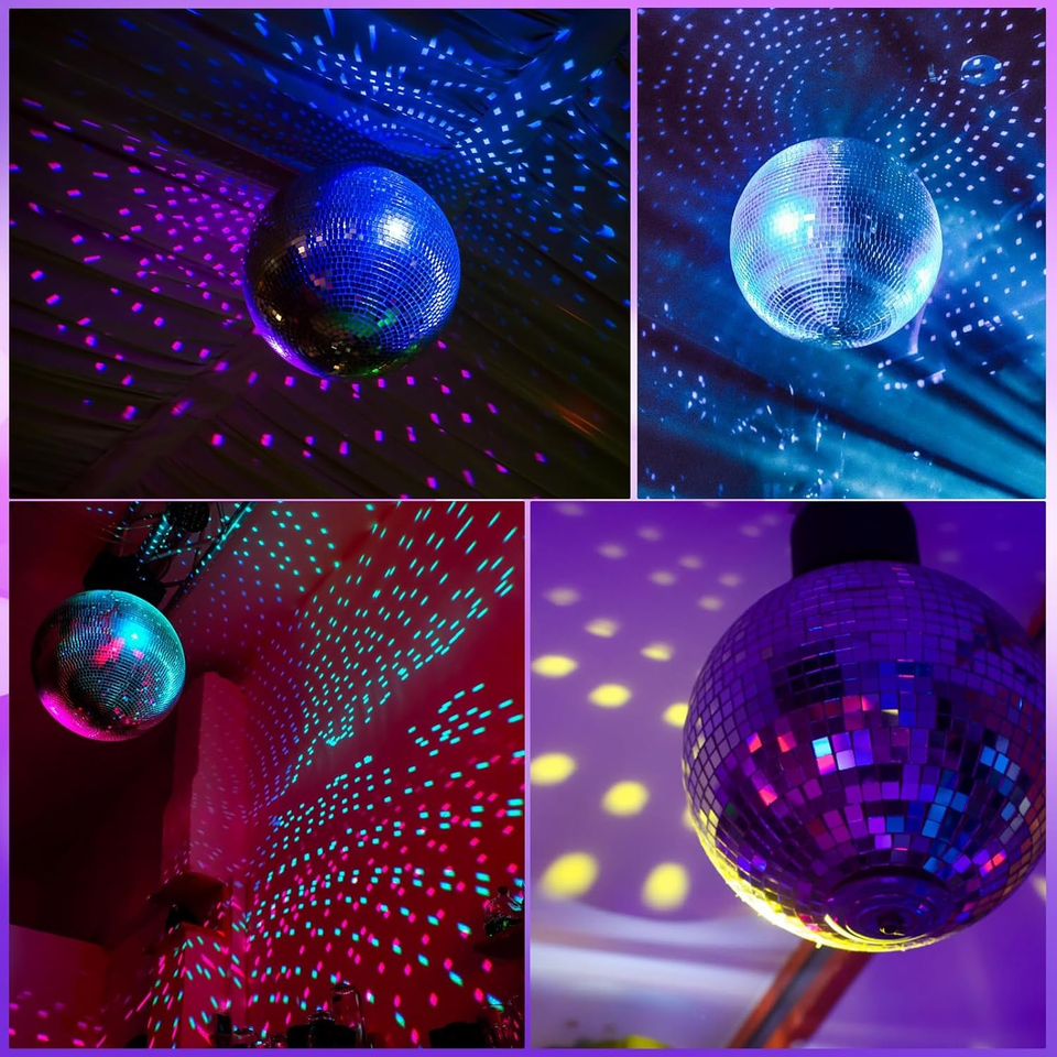 10 RPM Disco Ball with Motor and Mirror Ball — Plug/Battery Powered