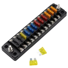 12 Way Car Marine Blade Fuse Block Box Holder Dustproof With Screw Nut Terminal