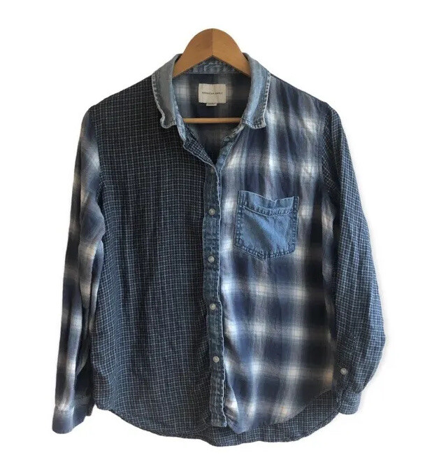 American Eagle Womens Blue Plaid Patchwork Multi … - image 1