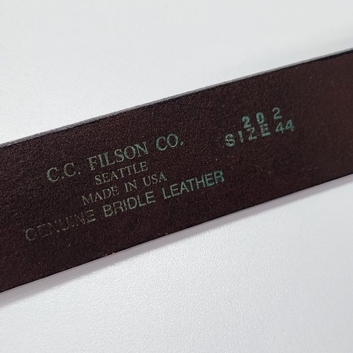 Cinturón CC Filson Para Hombre Estilo 202 Cuero Genuino Brida Marrón Oscuro EE. UU. Talla 44 Nuevo - Imagen 7 de 7