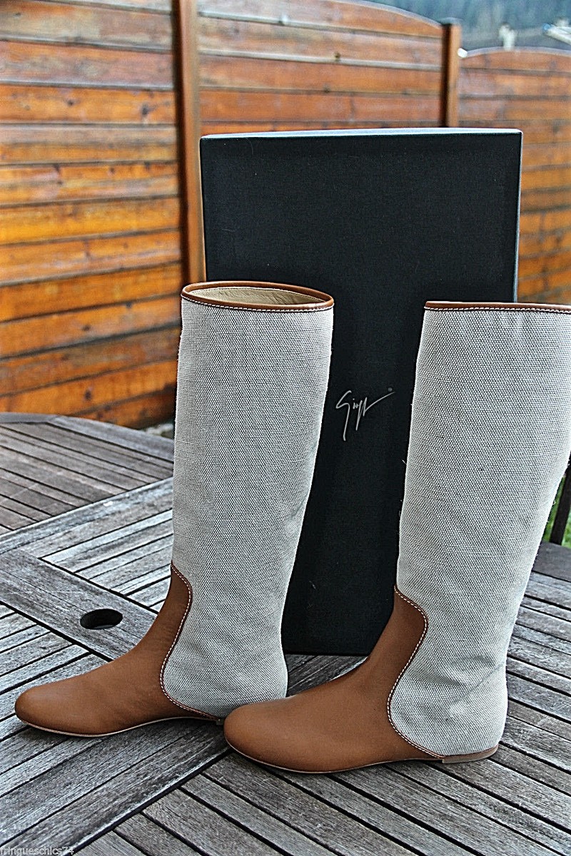 Bottes En Cuir Giuseppe Zanotti Taille 38.5 – Bicolores Bleu Et Marron, Neuves Avec Boîte