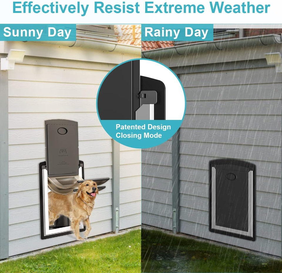 Extra Large Dog Door for Wall, Metal Frame and Telescopic Tunnel Pet