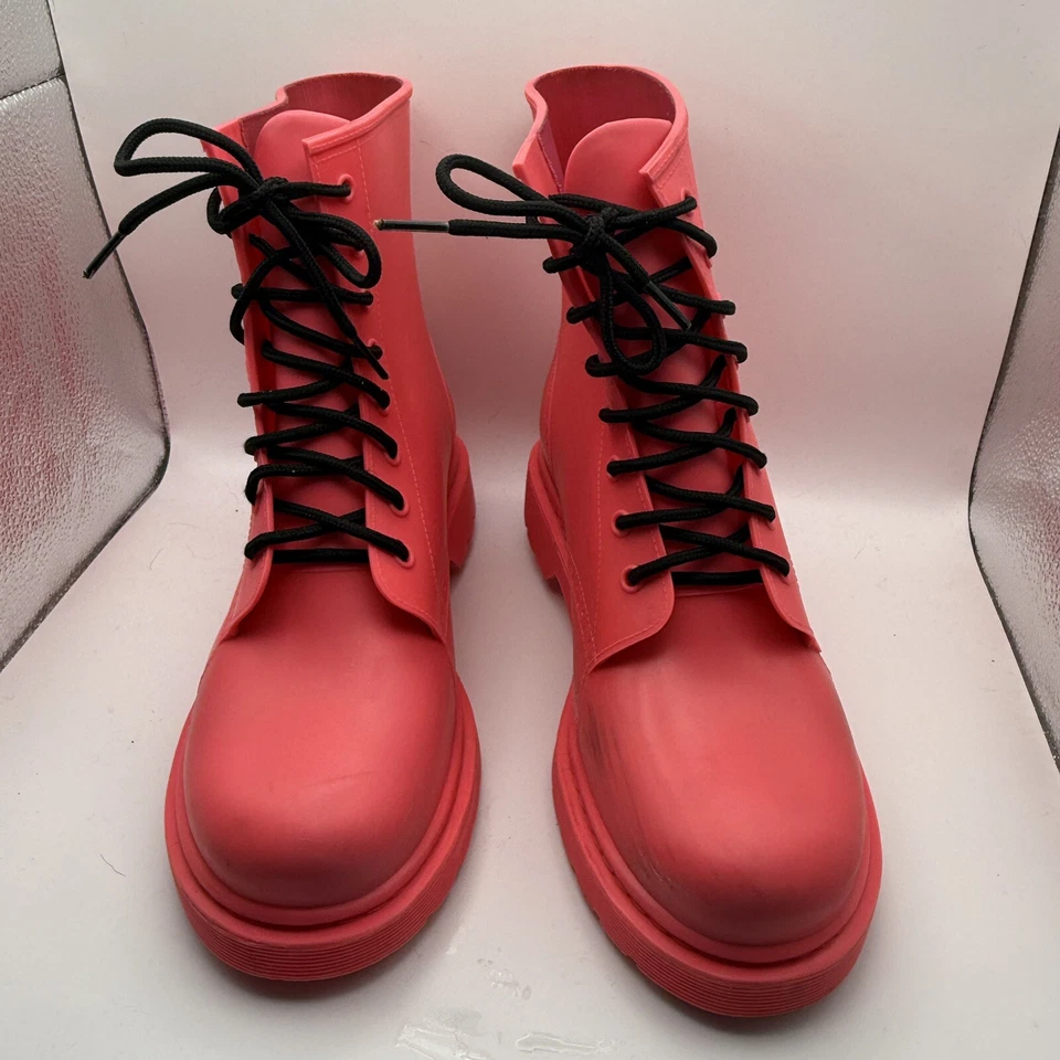 Botas Madden Girl Portland Talla 9 Rosa Caliente Lluvia Combate Zapatos con Cordones para Mujer Foto 2 de 4