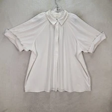 Max Studio White Puff Sleeve Peasant Cottagecore Top Womens Blouse Plus Size 3X