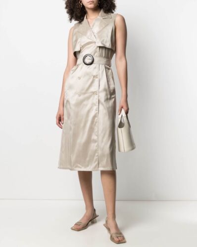 MAX MARA Bora Seidenshantung Trenchkleid in beige Größe IT 40/US 6 - Bild 4 von 5