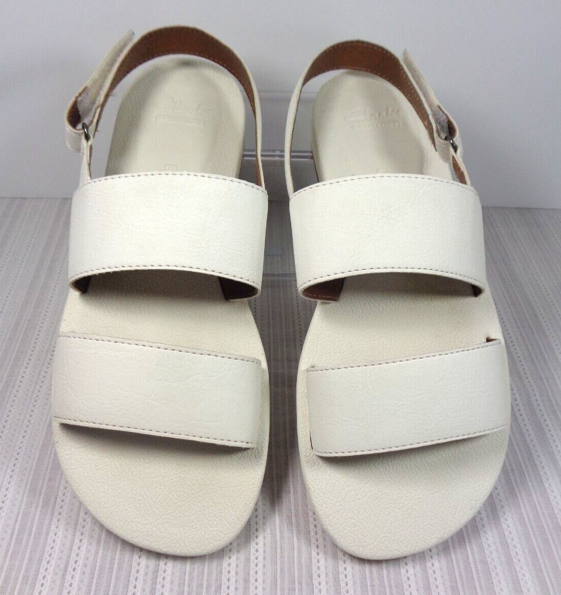 APL Sandali donna Clarks in pelle 8 5 gancio e passante cinturino slingback slide scarpe bianche