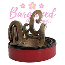 Authentic Dolce & Gabbana Red Patent Leather Gold D&G Buckle Belt Size 95/80
