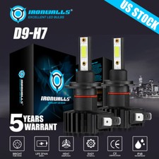 IRONWALLS H7 LED Headlight Bulb Conversion Kit High/Low Beam Lamp 6000K White 2X
