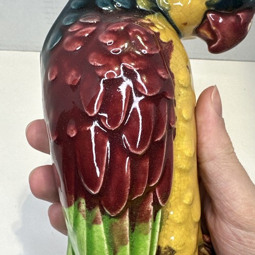 Vintage Parrot Ceramic Japan Wall Pocket Planter Vase 9” Colorful Bird Macaw - Picture 8 of 19