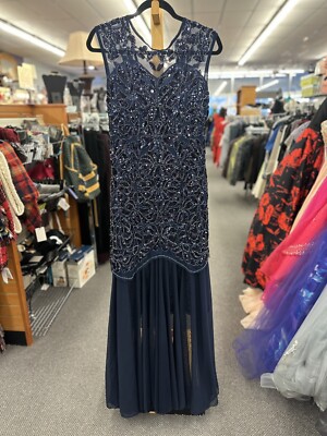 Ladies Lg Blue & Black Mermaid Style Formal Dress