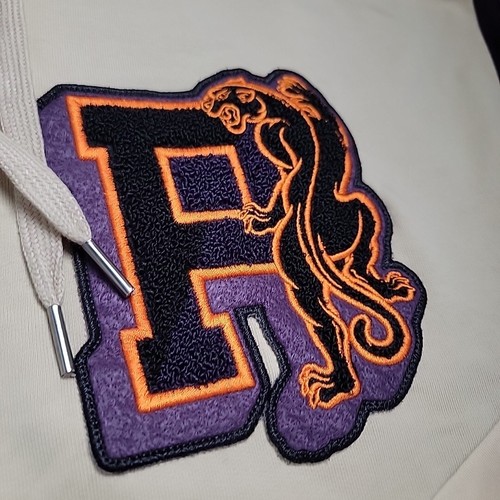 Puma Pullover Tye Hoodie Size Med Sweet Grape Color Block Embroidered Letter NWT - Picture 4 of 20
