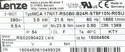 Lenze MCA 17N17-RS0B0-B24R-ST5F10N-R0SU A2S 130 15084506 | eBay