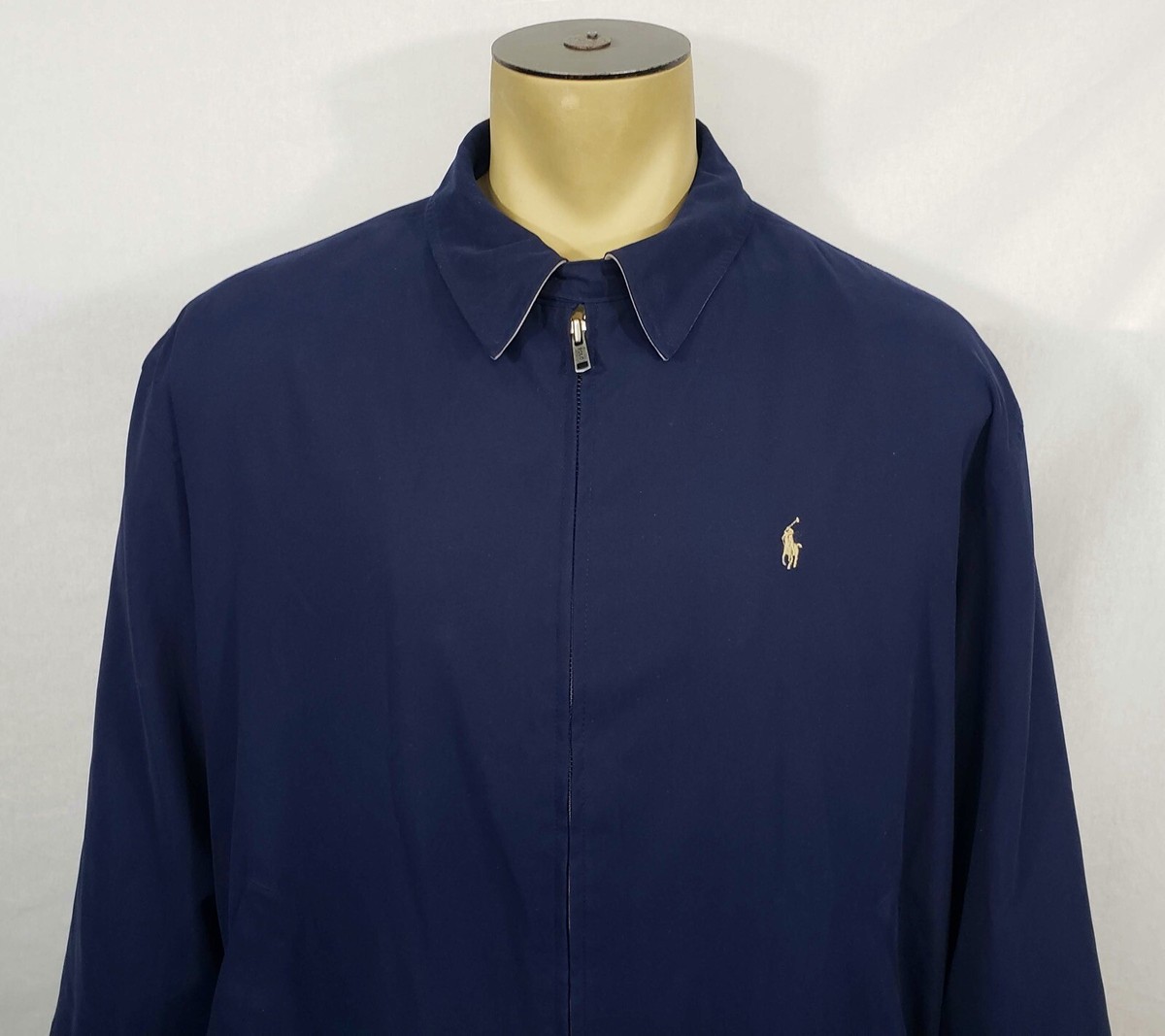 Vtg 90s Mens Ralph Lauren Polo navy blue zip-up Harrington