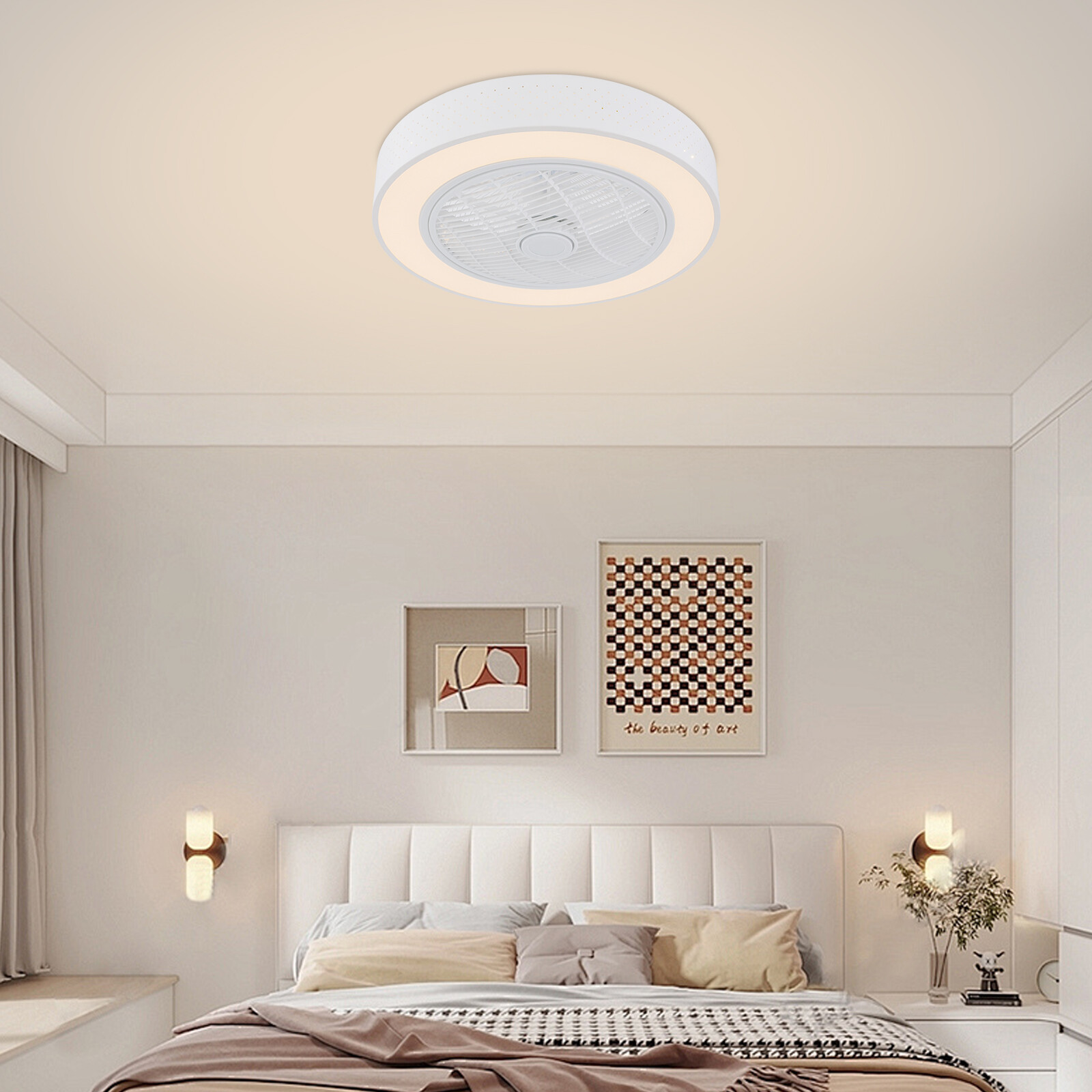 6-Speed Remote Control Round Ceiling Fan with Light