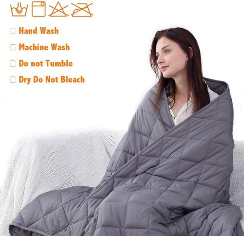Breathable Weighted Blanket for Adult (15 lbs, 60"x 80", Dark Grey, Queen) 1023! - Picture 5 of 7