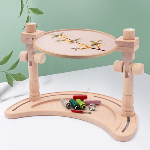Hand Embroidery Hoops Frame Set Wooden Home DIY Cross Stitch Holder Rack Tool US
