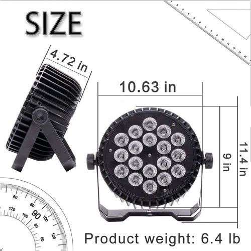 8PCS 18x18W RGBWA UV Aluminum Alloy Par Lighting LED Stage Light DMX Party DJ - Picture 9 of 11