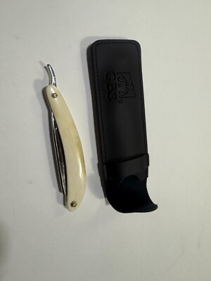 G.B.S Straight Blade Horn Ivory Razor, Carbon Steel Cut Edge