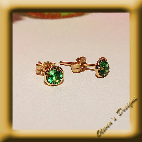 750 Gold Ohrstecker, 18 Kt, 2,75 mm Smaragd 1 Paar - Bild 2 von 2