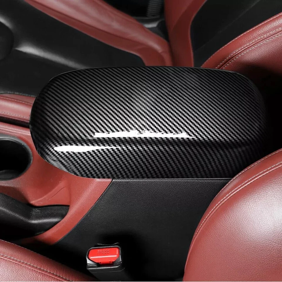 Cubierta de reposabrazos de consola central ABS de carbono almohadilla alfombrilla para Hyundai Veloster Foto 4 de 4