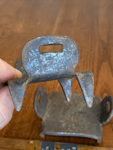 Pair Of 2 hand forged primitive antique iron Ice Cleats Creepers Crampon Spikes - Picture 6 of 24
