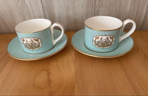 Fortnum and Mason Cup Saucer Pair Set light blue Ceramic Rare No Box From Japan