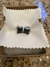 diamond square cluster stud Stainless Steel Earrings