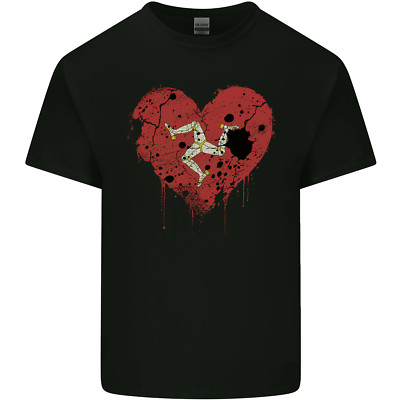 Love Flag Isle of Man Fußball Kinder T-Shirt Schwarz Crew Neck