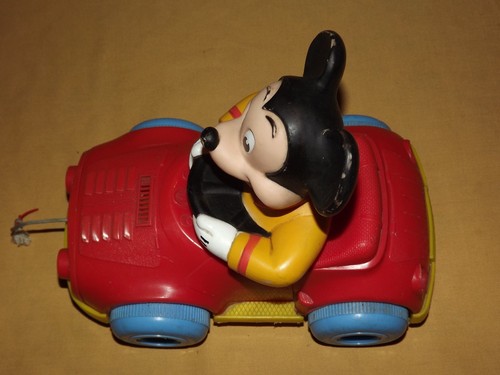 VINTAGE 10" LONG 1973 KOHNER WALT DISNEY MICKEY MOUSE PULL TOY - Picture 5 of 12