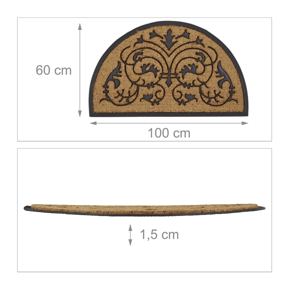Fußmatte Kokos halbrund 100 x 60 cm Kokosmatte mit rutschfester Gummi Unterla... - Bild 4 von 4