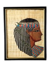 Hand Painted Egyptian Papyrus Framed Art Queen's Head