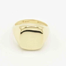 Large Shiny Signet Ring Real Solid 10K Yellow Gold All Sizes