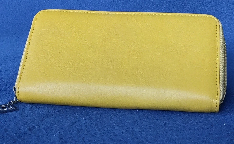 Portafoglio Donna Grande Chiuso Con Zip VERA PELLE sauvage giallo portadocumenti - Immagine 2 di 4