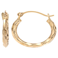 Girl  S 14K Yellow Gold Textured Hoop Earrings
