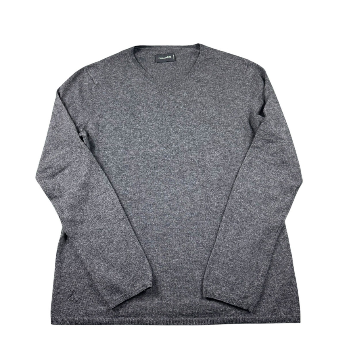 Zadig & Voltaire Gray Crest Wool Cashmere V Neck Mens
