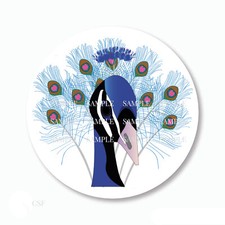 Amazing Peacock Labels Favors Scrapbook Stickers 5 Sizes, Matte or Glossy