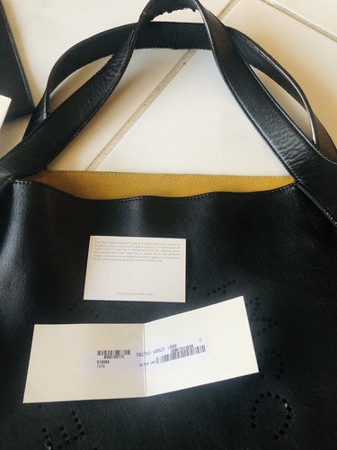 STELLA McCARTNEY  Perforated Logo Tote Bag Handbag with Pouch Large BLACK - Picture 10 of 24