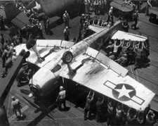 WW2 WWII Photo F6F Hellcat Upside Down on Carrier US Navy World War Two / 7158