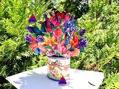 3D Pop Up Greeting Card Flower Floral Butterflies Birthday Thank You ...