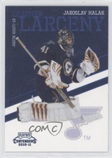 2010-11 Panini Playoff Contenders Leather Larceny Jaroslav Halak #7 2vh