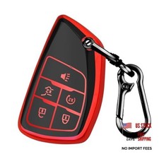 for Chevy Key Fob Cover,Soft Key Shell Case with Keychain for 5 Buttons A:Red