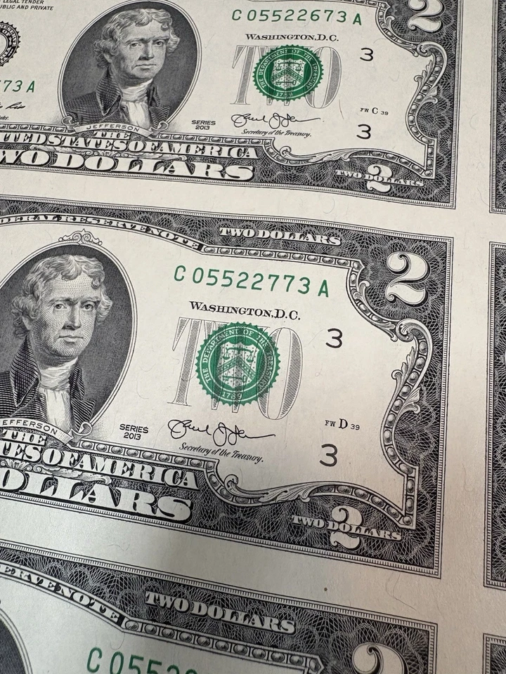 2003 $2 Uncut Sheet Of 32 Federal Reserve Notes - Image 3 of 4